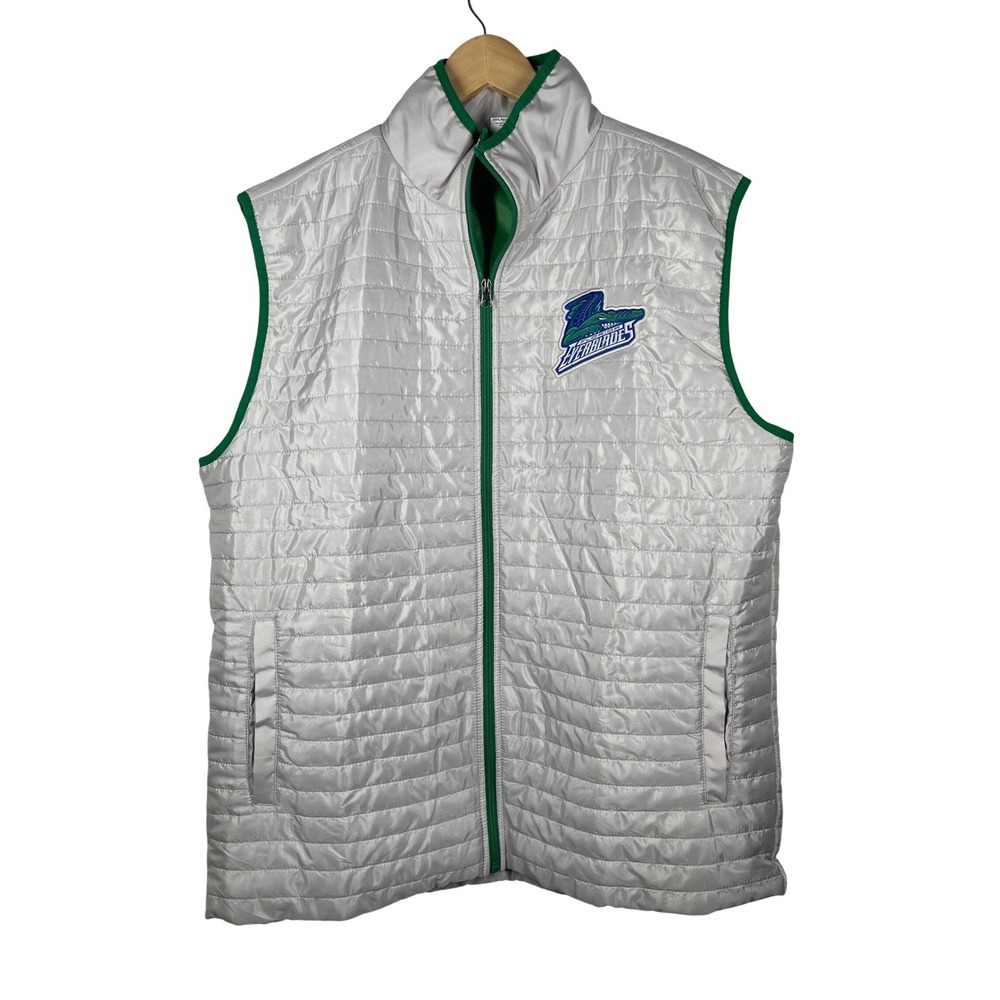 Florida Everblades ECHL Hockey Quilted Vest Mens XL Silver Green